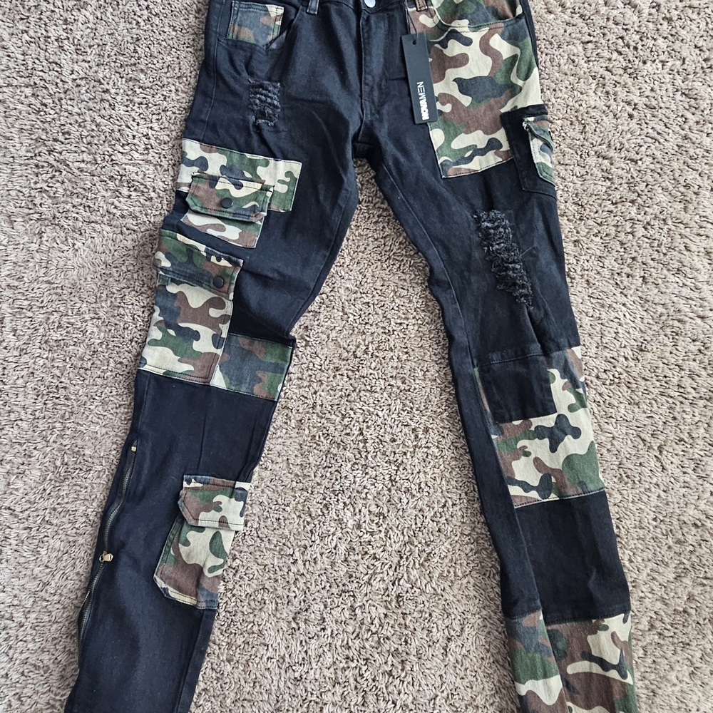 Fashion Nova Men's Camo Patch Jeans